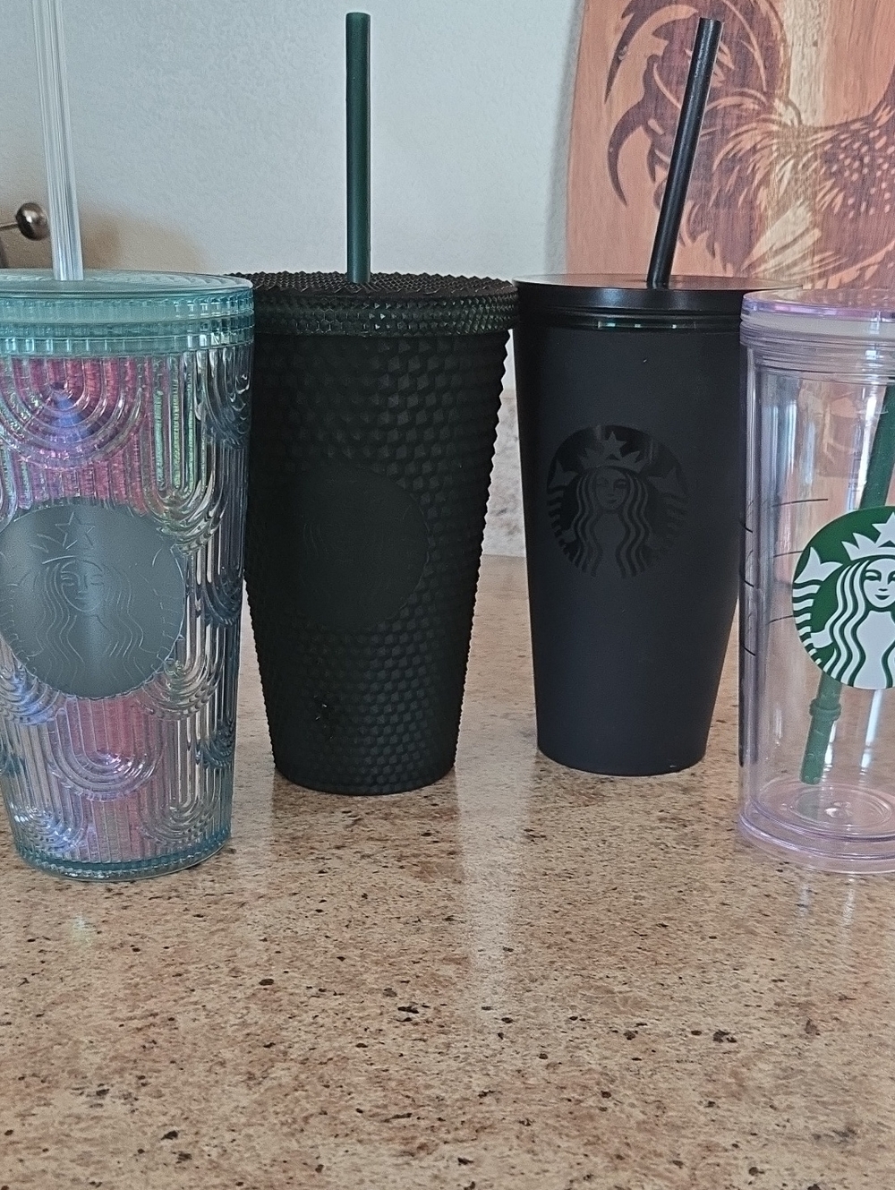 Starbucks Tumblers - Iridescent Blue-Green, Matte Black & Clear